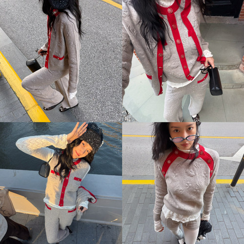 TZCO 25FW 「燕麦浮雕」康赛妮羊毛羊绒满件提花原创拼色香风套装