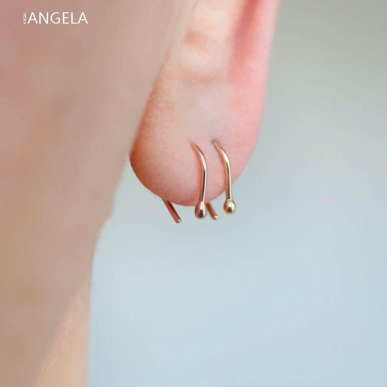 925银欧美原创设计双耳洞耳钉