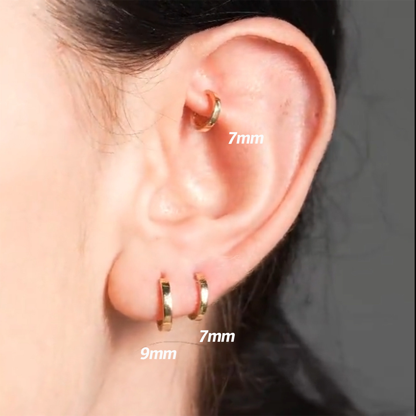 纯银耳扣光面小耳圈双耳洞叠戴欧美个性潮耳环耳骨钉通勤素圈耳饰