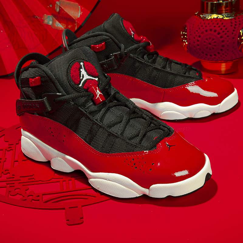 新款 Nike耐克女鞋春季AJ6黑红GS公牛六冠王篮球鞋323419-060