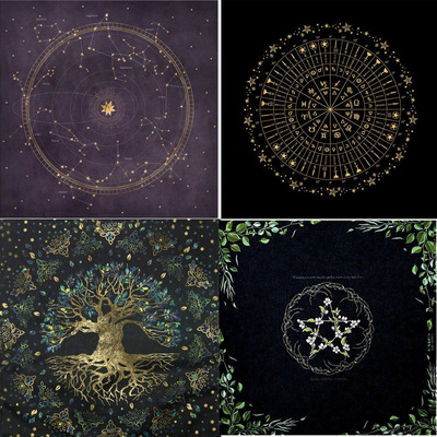 加厚绒布紫色星座塔罗桌布塔罗牌