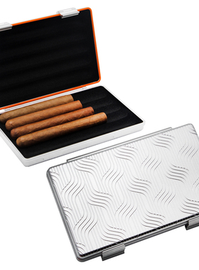 包邮 Lafuli便携铝合金雪茄盒 5支装轻薄密封保湿雪茄包