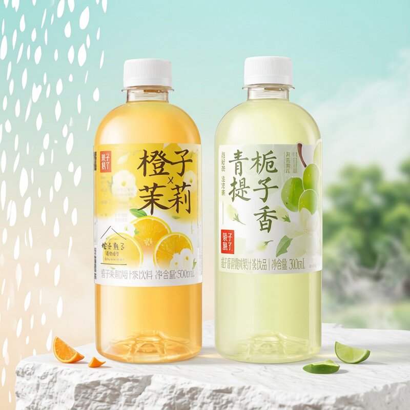 果子熟了饮品果汁茶饮料橙子茉莉栀子味青提瓶装500ml夏日茶饮料