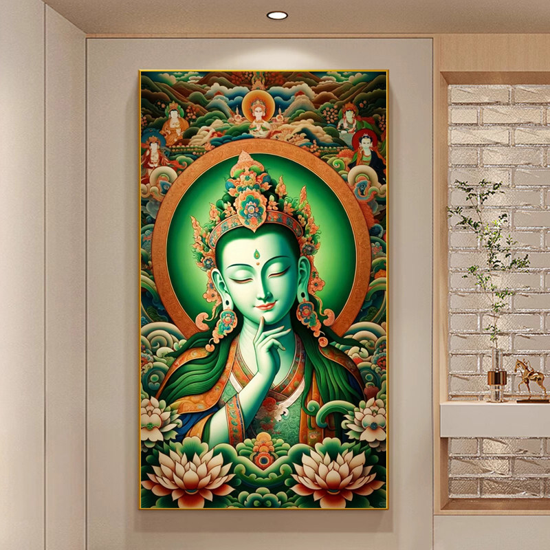 绿度母十字绣2026新款线绣家用佛堂供奉客厅玄关中式钻石画满钻