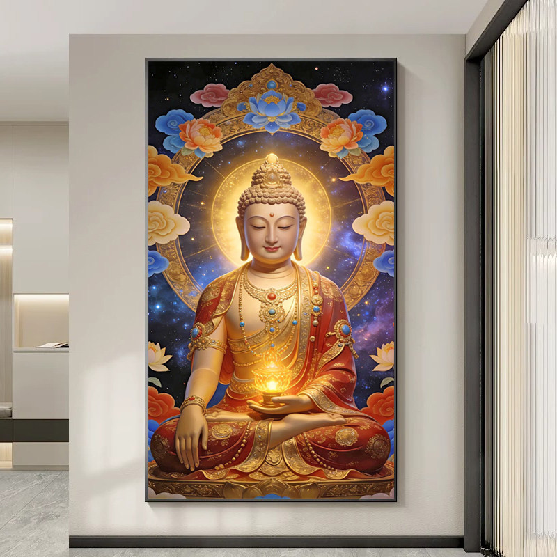 燃灯古佛十字绣新款线绣定光佛燃灯佛普光如来家用画像贴画钻石画图片