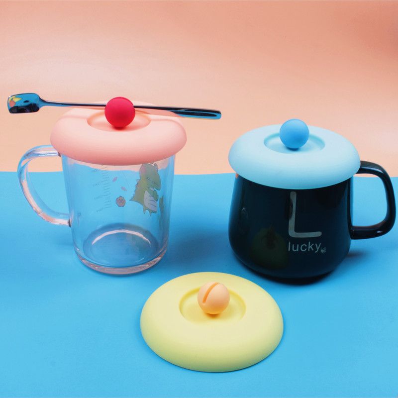 食品级硅胶杯盖可放勺