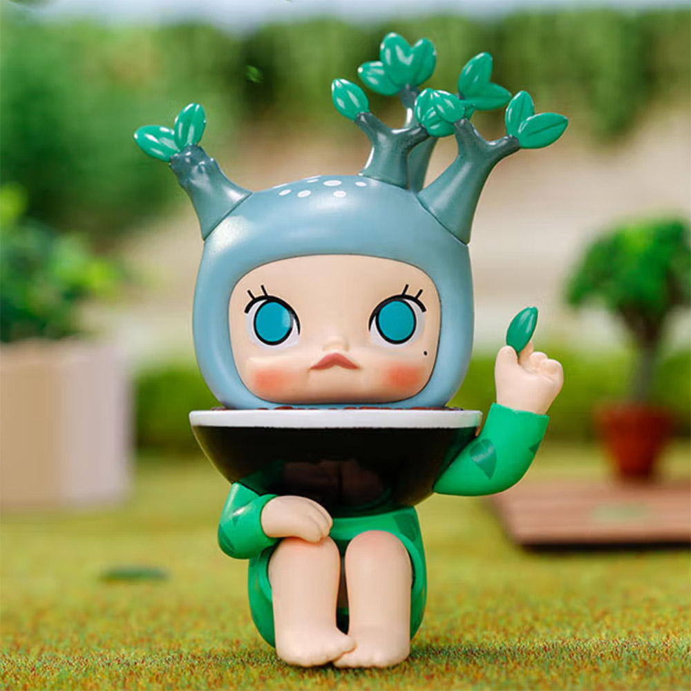 popmart泡泡玛特 molly盆栽手办吊卡 潮玩茉莉公仔手办