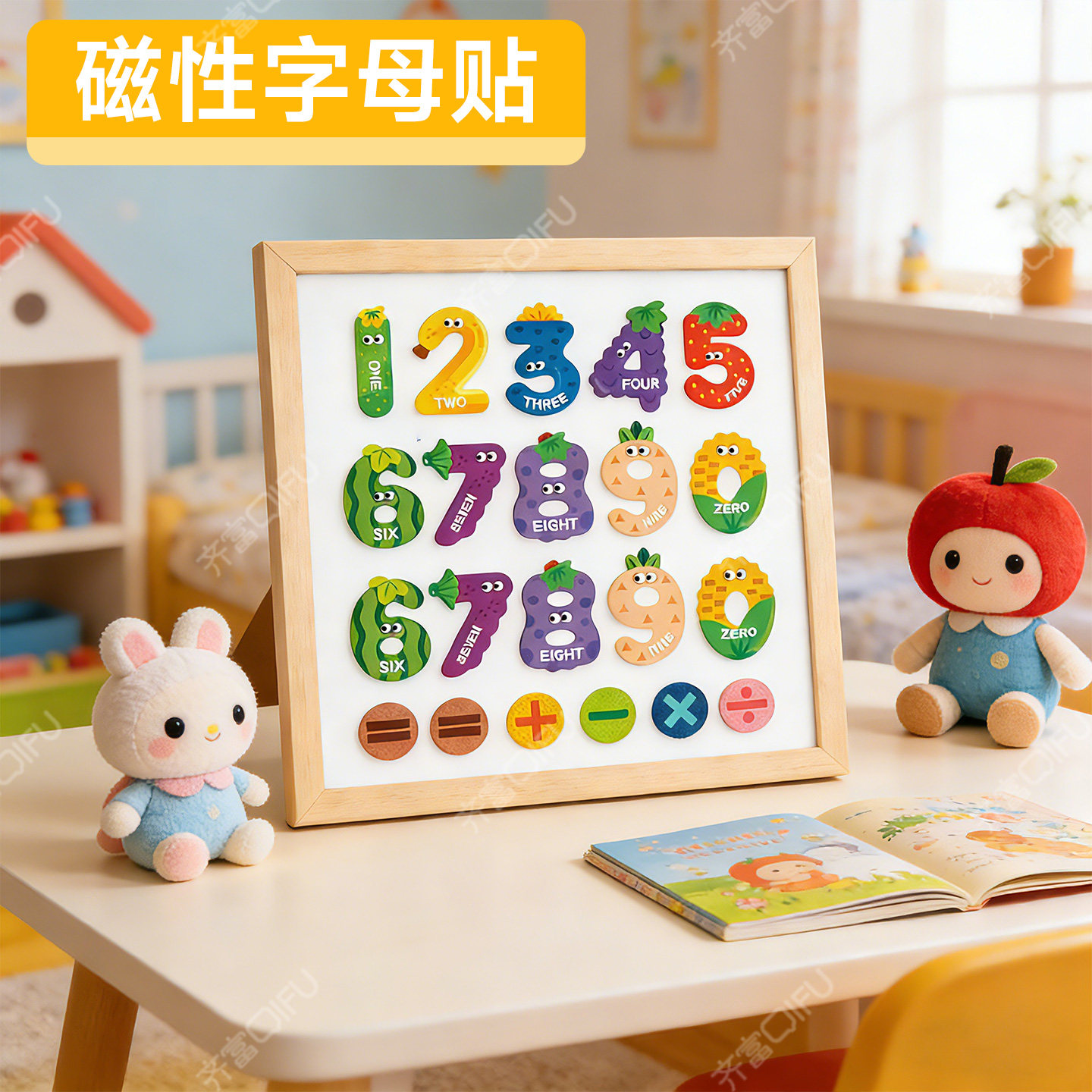 【多件多折】别和儿子生气装饰帘屋檐数字字母贴圆形彩色磁力片黑板贴