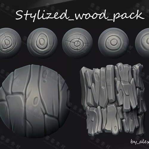ZBrush笔刷 ZBrush木头纹理alpha笔刷Zbrush场景风格化自定义笔刷