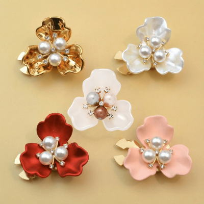 亚马逊Button Covers袖扣三瓣花珍珠衬衫礼服袖花瓣纽扣盖服饰扣