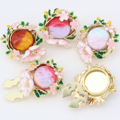 Button Covers珐琅郁金香纽扣装饰袖扣领扣礼服衬衫装饰品按扣套