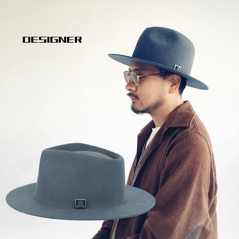 新款英伦复古礼帽男羊毛尼硬质复刻版宽檐露营爵士帽子潮男帽女帽