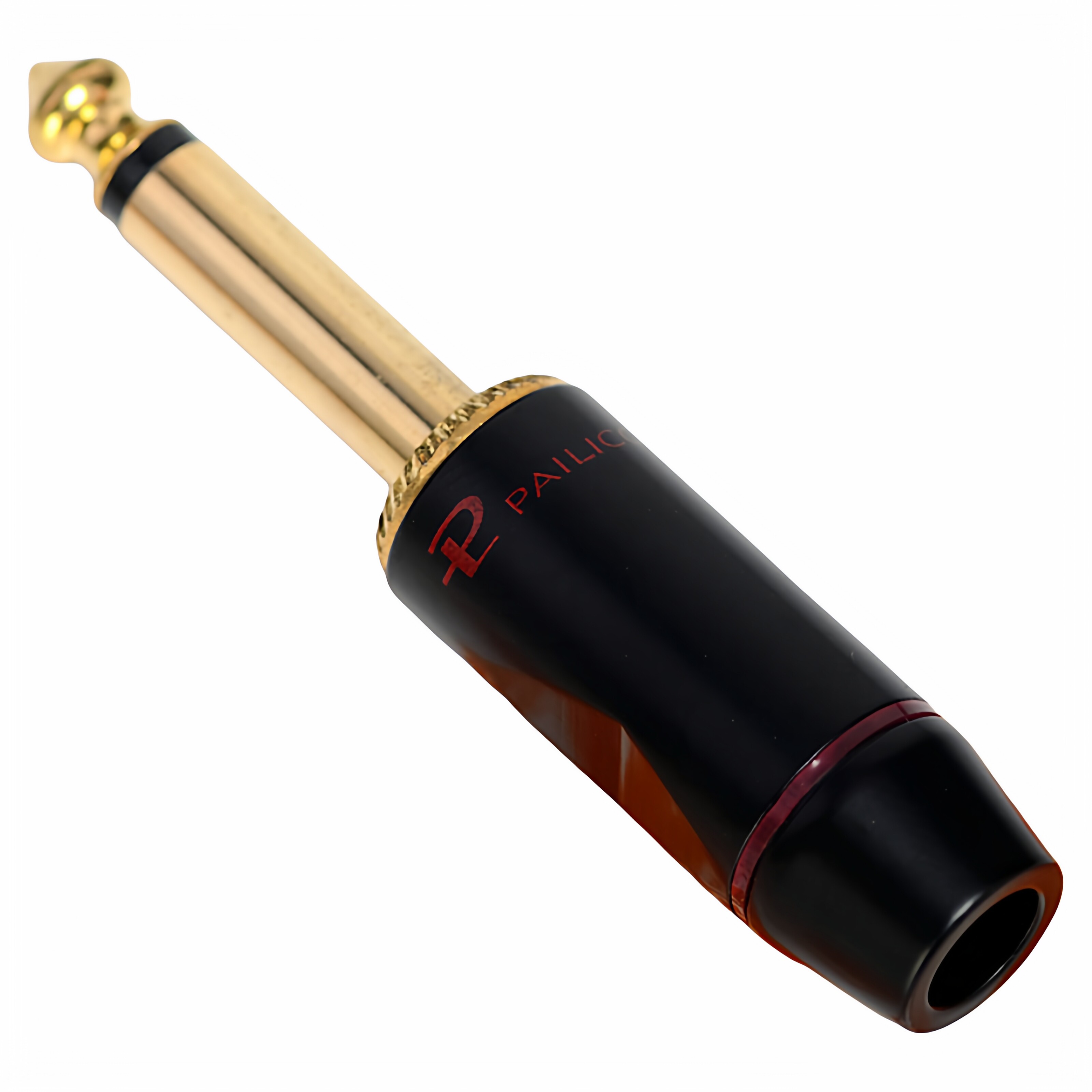 吉诚全铜外壳单声道 6.35 镀金插头 话筒 麦克风 大二芯插头