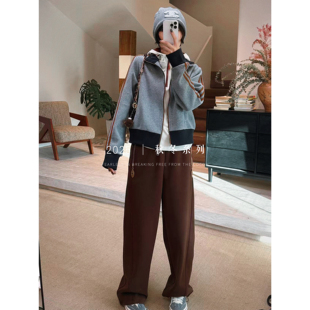 女851M 秋冬温暖一条过冬重磅保暖休闲直筒长裤 韩彬彬 三色卫裤