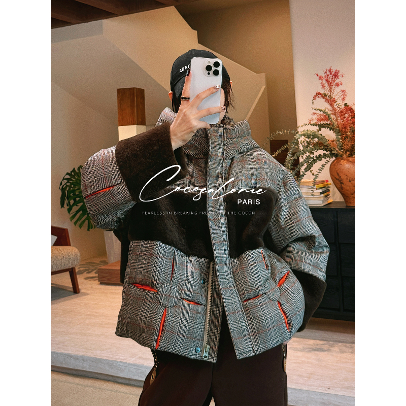 美利奴羊毛皮+90%白鹅绒鹅绒服