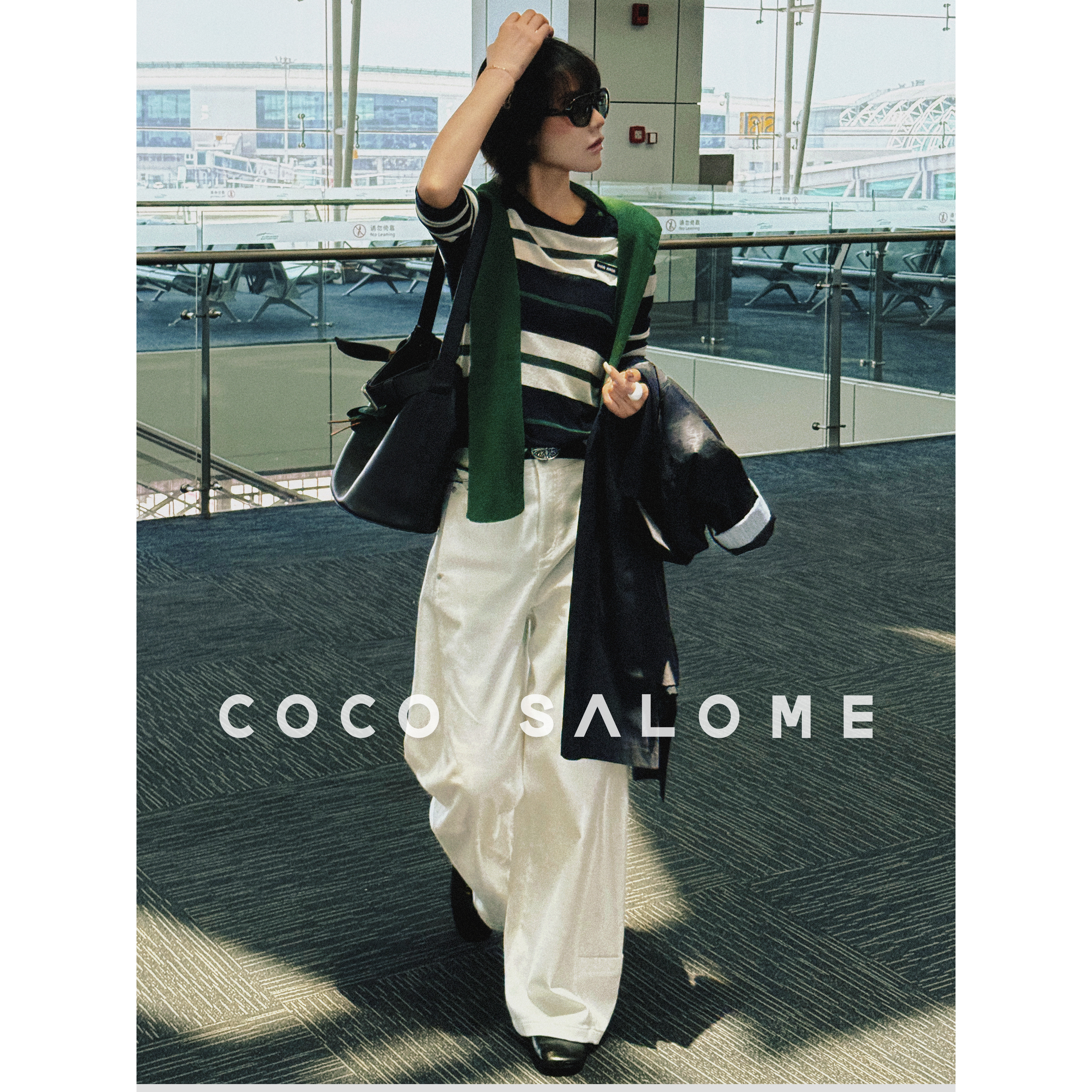 秋冬加厚撞色条纹打底长袖