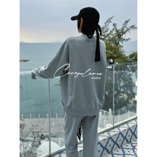 圆领卫衣女款 韩彬彬 100%棉极简风宽松大版 2026春款 3350 女团卫衣