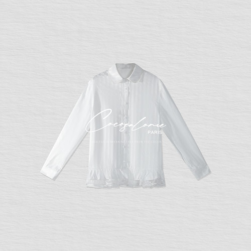 法式甜美娃娃领竖条百搭衬衫