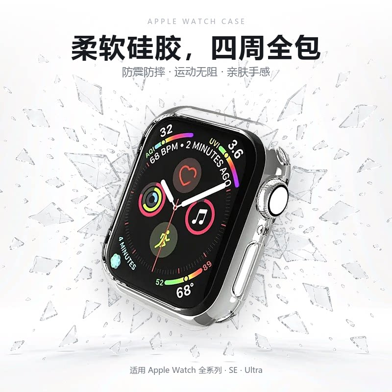 适用苹果手表透明表壳水凝膜