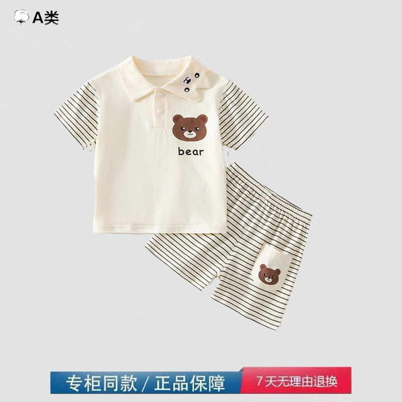 品牌撤柜折扣宝宝短袖连体衣夏季纯棉薄款卡通外出洛丽塔衣爬服