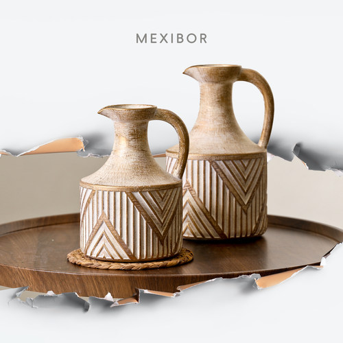 复古做旧单耳壶型花瓶美式田园