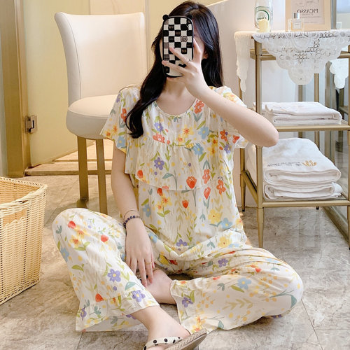 防凸点夏季遮胸女宽松凉快家居服