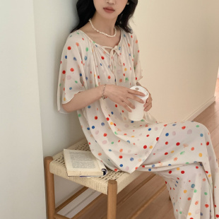 新中式 网红风家居服夏天短袖 2025新款 睡衣女夏季 棉绸薄款 两件套装