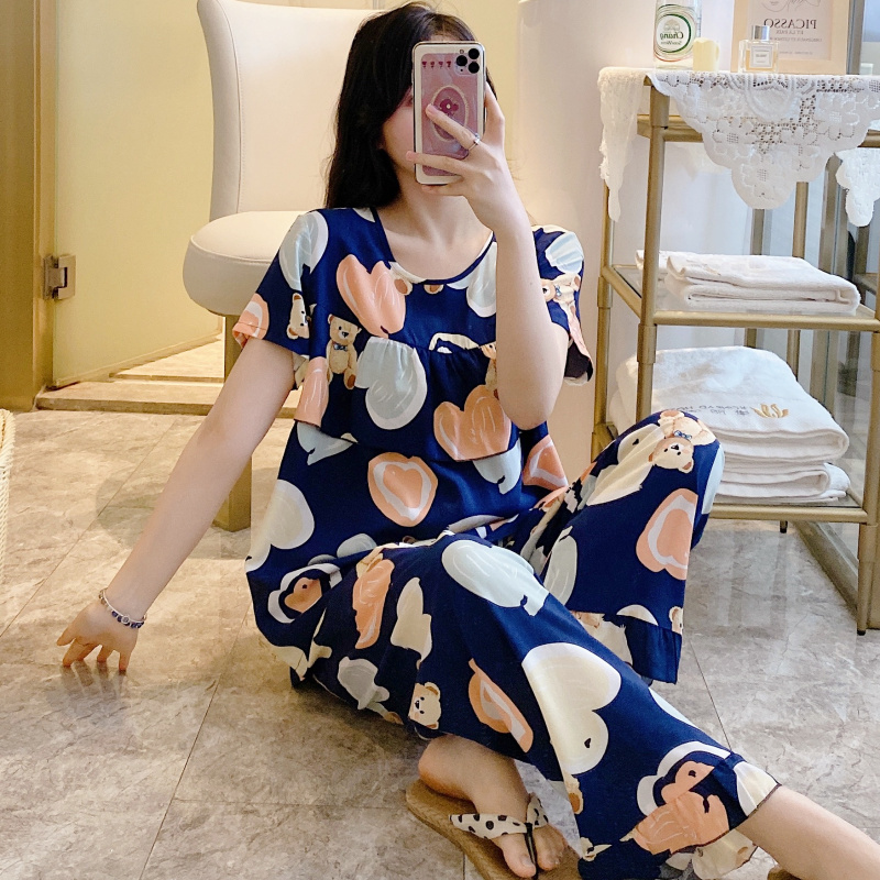 防凸点睡衣女夏季超薄款纯棉绸夏