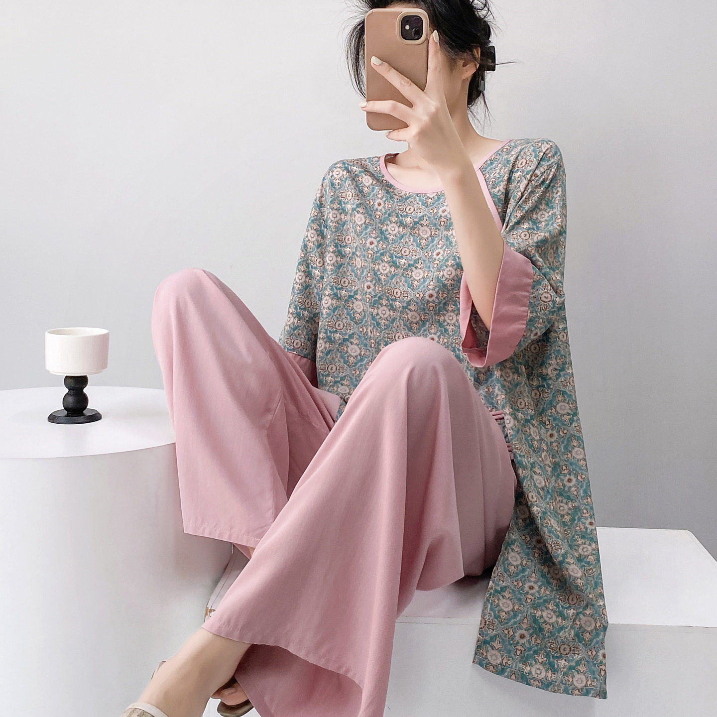 棉绸女睡衣春秋薄款2026年新款家居服大码宽松年轻人棉绸套装外穿
