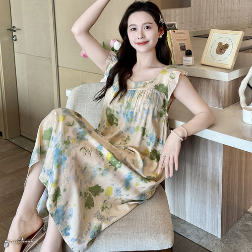 棉绸睡衣女吊带夏季睡裙凉爽少女甜美可爱学生夏天性感绵绸连衣裙