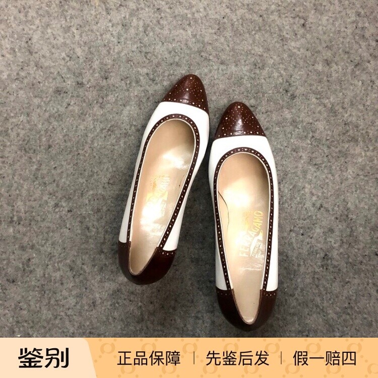 美国复古风拼色高跟鞋