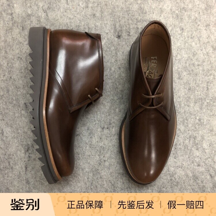 德国棕色漆皮高帮鞋圆头沙漠靴