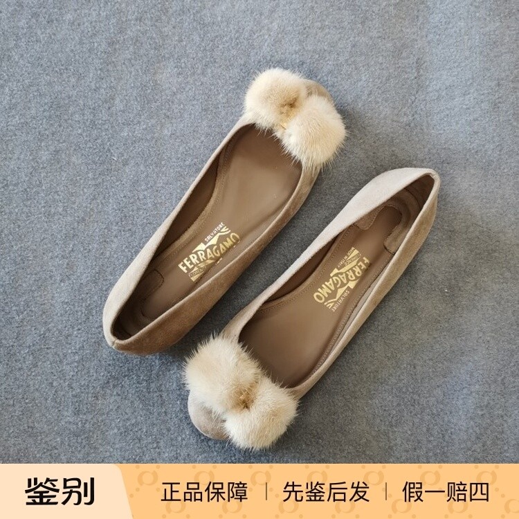 美国磨砂皮蝴蝶结芭蕾平底鞋