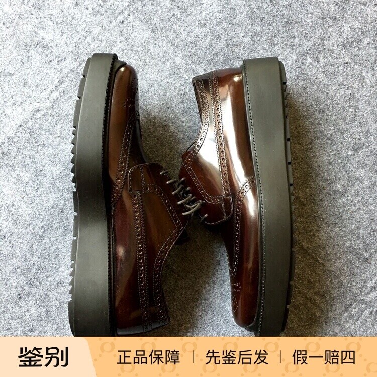普拉达美国采购prada酒红单皮鞋
