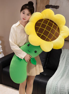 可爱向日葵太阳花朵长条睡觉抱