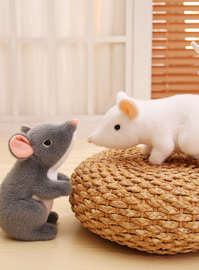 仿真小老鼠毛绒玩具灰色猫捉老鼠玩偶布娃娃儿童小白鼠鼠生日礼物