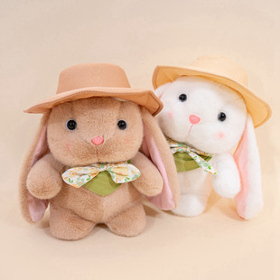 可爱带帽呆萌小兔子公仔毛绒玩具围巾领结兔兔玩偶儿童女生日礼物