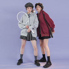 海晨酱自制2020秋季新款复古港风宽松闺蜜装连帽开衫卫衣上衣女
