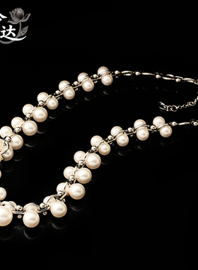 LINGLADY轻奢小众珍珠项链女白色多尺寸编织颈链高级精致