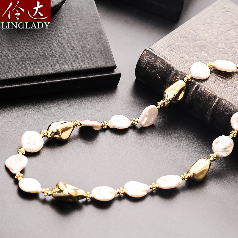 伶达饰品异形巴洛克珍珠项链轻奢小众气质锁骨链送女友圣诞礼物