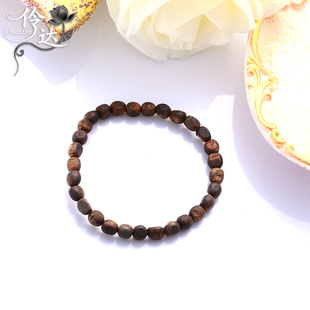 天然海南莺歌绿奇楠沉香圆珠手串文玩佛珠单圈手链