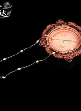 LINGLADY复古珍珠项链女金色轻奢小众设计高级颈链