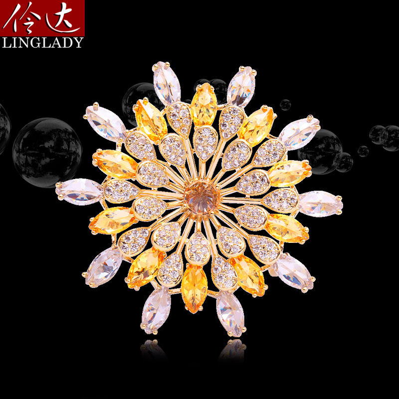 伶达饰品欧美夸张雪花胸针胸花女名媛气质大气开衫扣针别针披肩扣