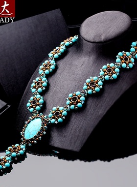 伶达饰品原创设计手工项链蓝色