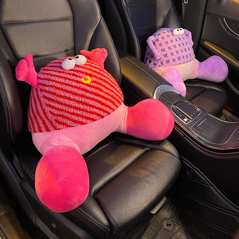 汽车腰靠开车靠背腰垫护腰车载座椅腰托卡通怪兽办公室车用腰枕女