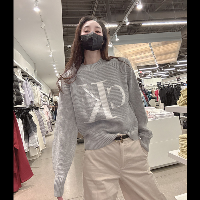 CK女士圆领宽松版套头针织衫毛衣