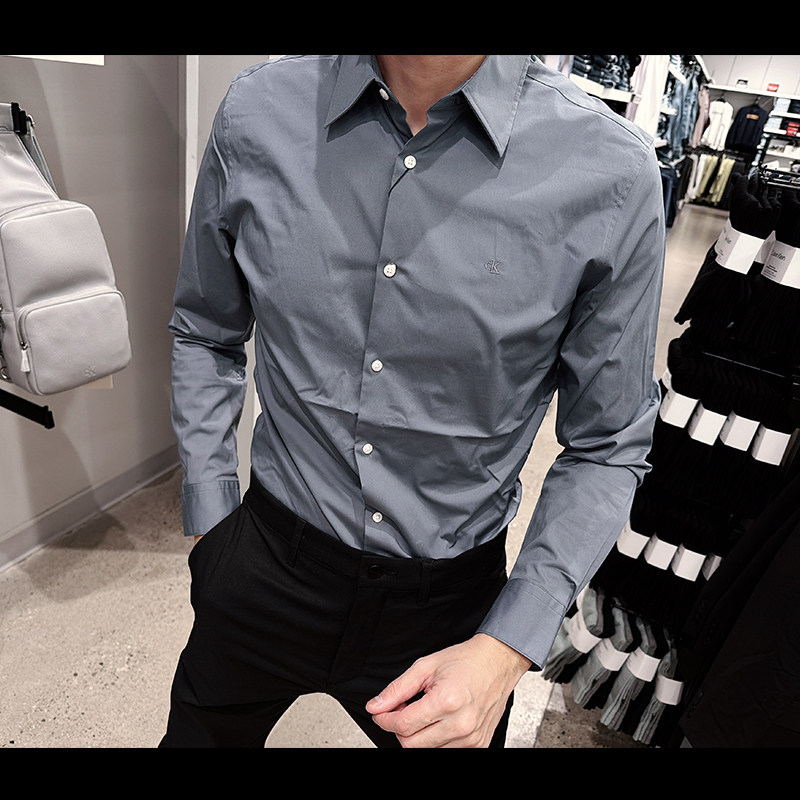 CK男士时尚纯棉长袖衬衫