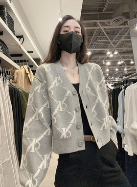 CK女士满纹开衫针织毛衣