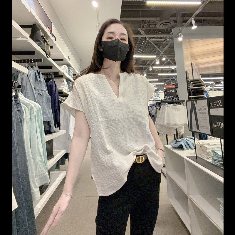 CK女士小亨利V领无袖纯棉T恤