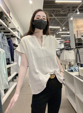 CK女士小亨利V领无袖纯棉T恤